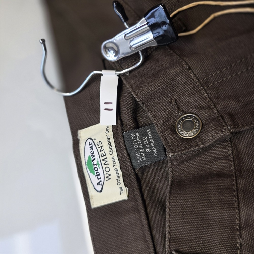 NWT Arborwear Original Tree Climber Pants 8x32 Brown Womens Double Knee Canvas - Picture 9 of 9